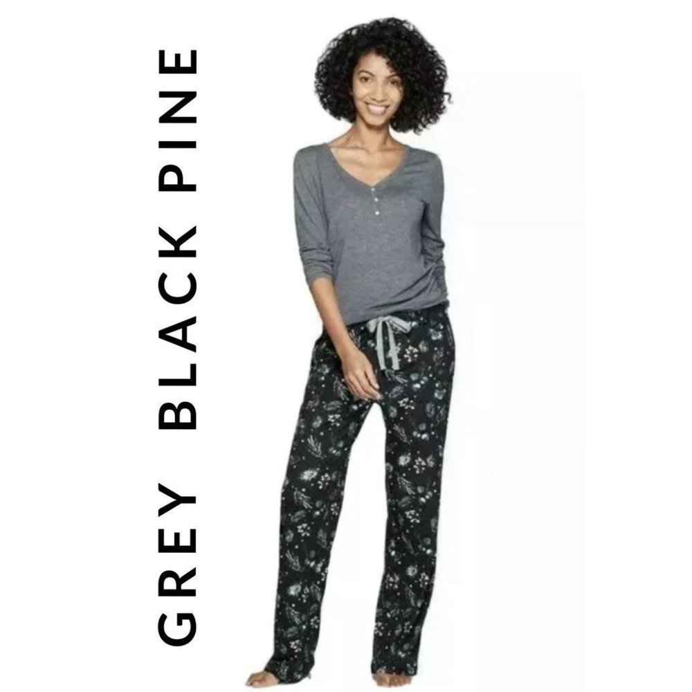 Target Grey Black PINE Fleece SOFT LOUNGE PJ SET MEDIUM Stars Above COMFY